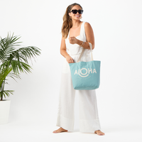 ALOHA COLLECTION REVERSIBLE TOTE / PETITE CHECK / TIDE SANDSTONE