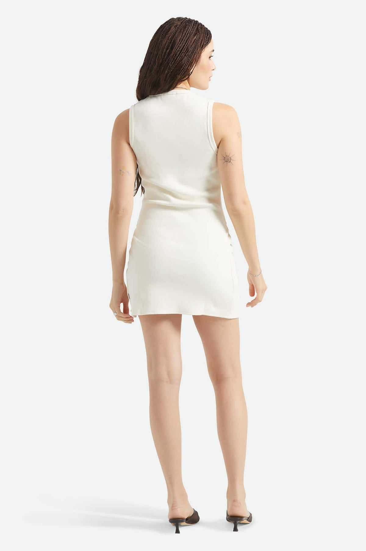 BRIXTON RIBBED MINI CINCH DRESS - OFF WHITE