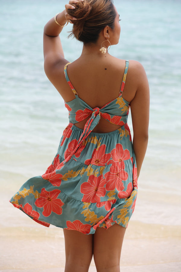 YIREH CORAL DRESS - LEI PUA GREEN