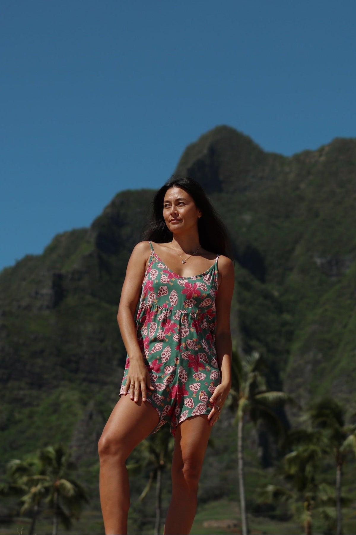 YIREH WILD DAISY ROMPER -  SHELLS AND PUA TEAL