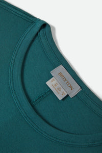 BRIXTON CAREFREE ORGANIC GD PERFECT TEE - WASHED MED TEAL