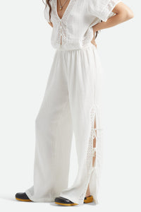 BRIXTON SEASIDE EYELET WIDE LEG PANT - OFF WHITE EYELET