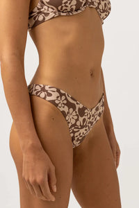 RHYTHM DRIFTER FLORAL HI CUT PANT - CHOCOLATE.