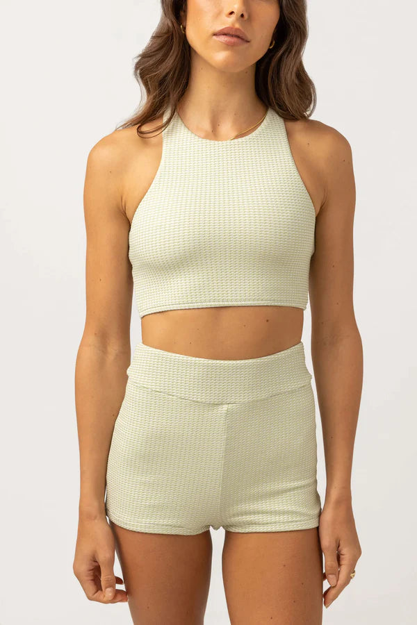 RHYTHM MAISY CHECK CROSS BACK CROP TOP - SAGE