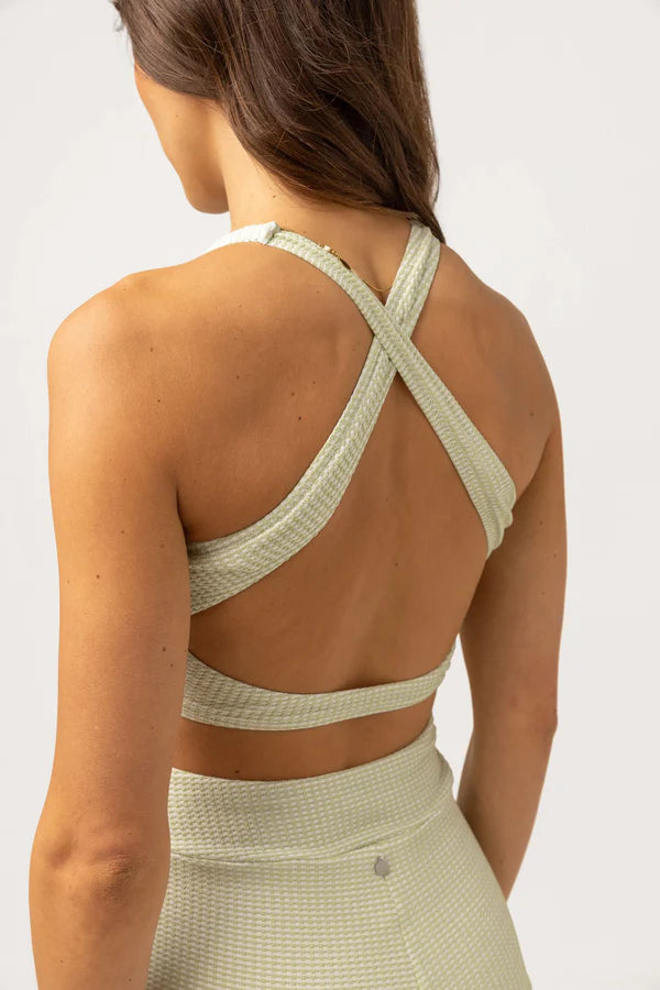 RHYTHM MAISY CHECK CROSS BACK CROP TOP - SAGE