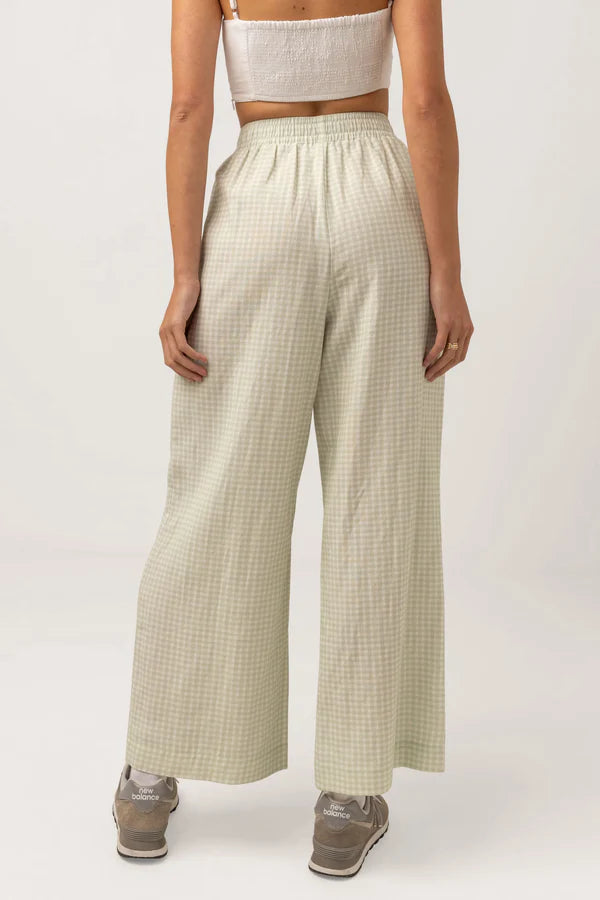 RHYTHM MAISY CHECK WIDE LEG PANT - SAGE