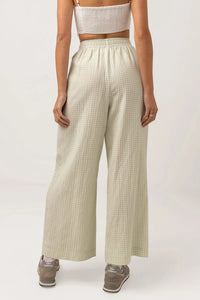 RHYTHM MAISY CHECK WIDE LEG PANT - SAGE