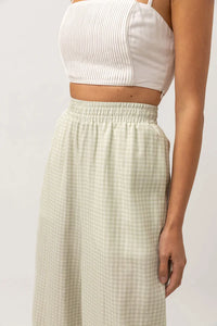 RHYTHM MAISY CHECK WIDE LEG PANT - SAGE