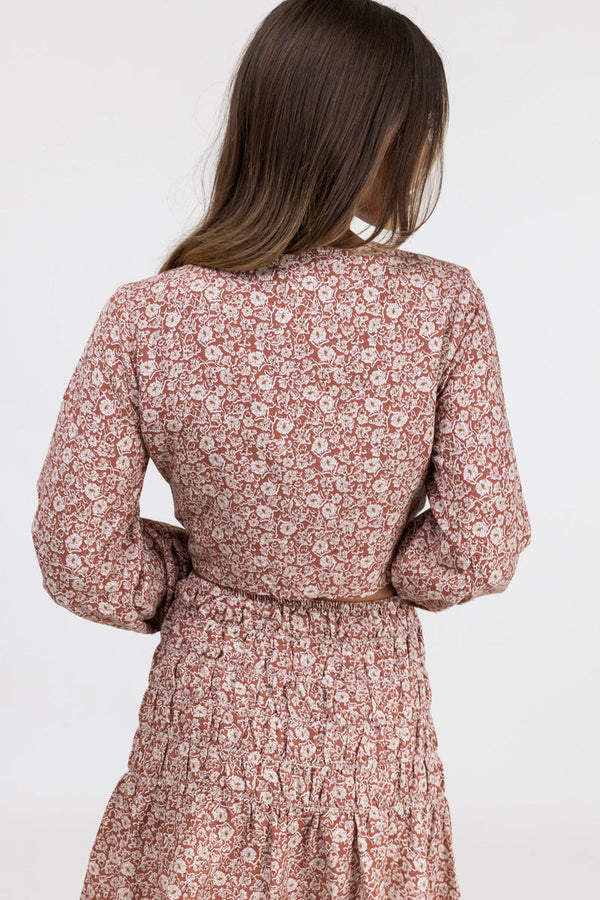 RHYTHM CARMELLA LONG SLEEVE TIE TOP - COCO