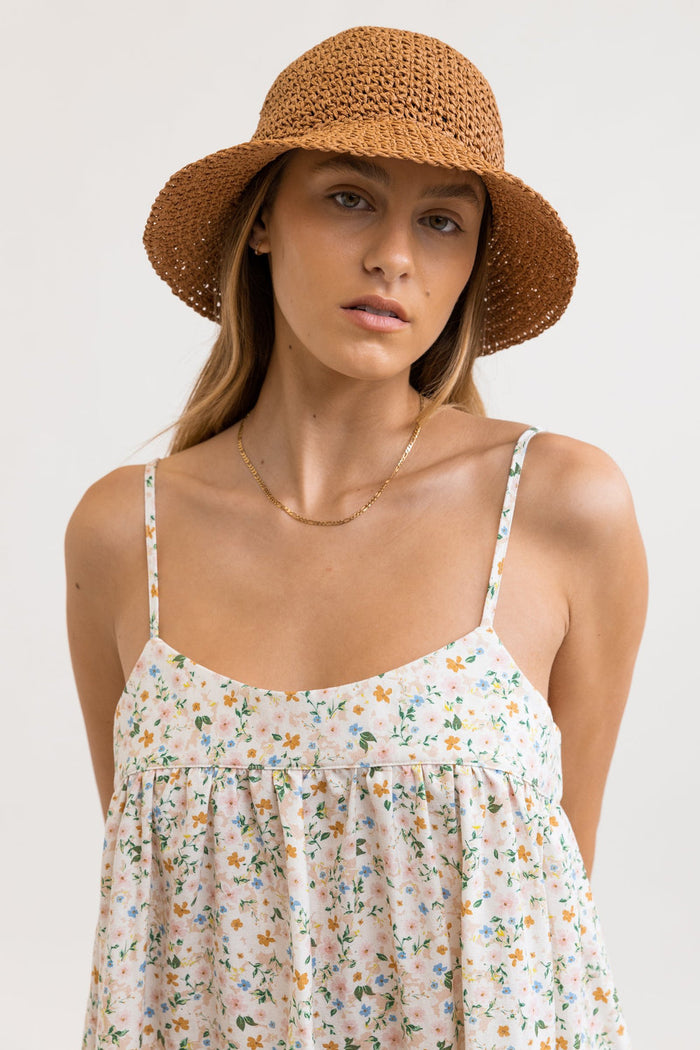 RHYTHM SUNS OUT STRAW BUCKET HAT - COFFEE