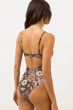 RHYTHM CANTABRIA FLORAL TIE FRONT ONE PIECE - BROWN
