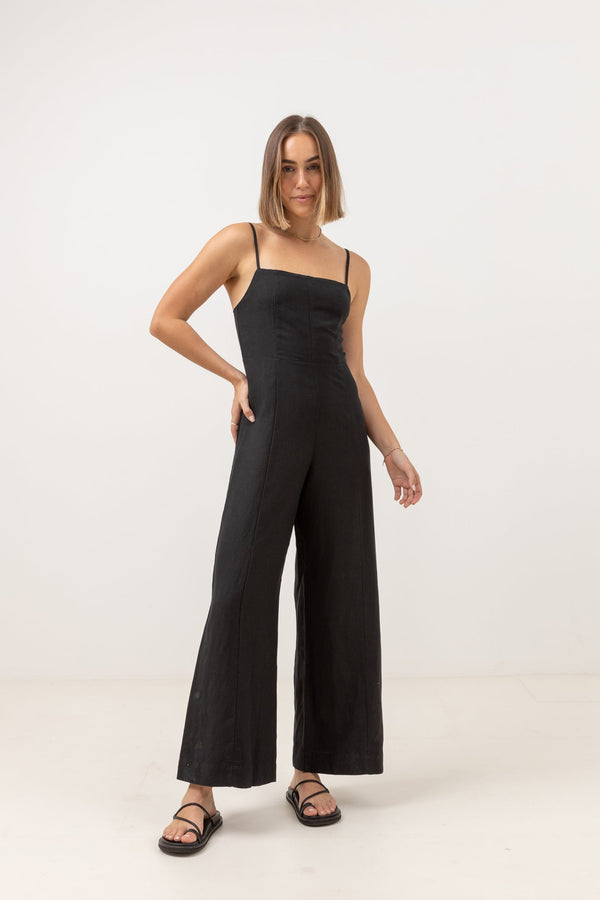 RHYTHM ANDRES WIDE LEG JUMPSUIT - BLACK