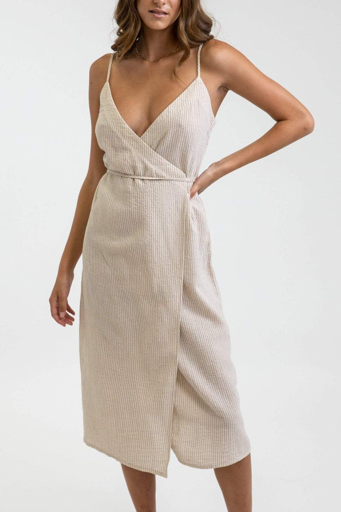RHYTHM EVE WRAP SLIP DRESS - NATURAL