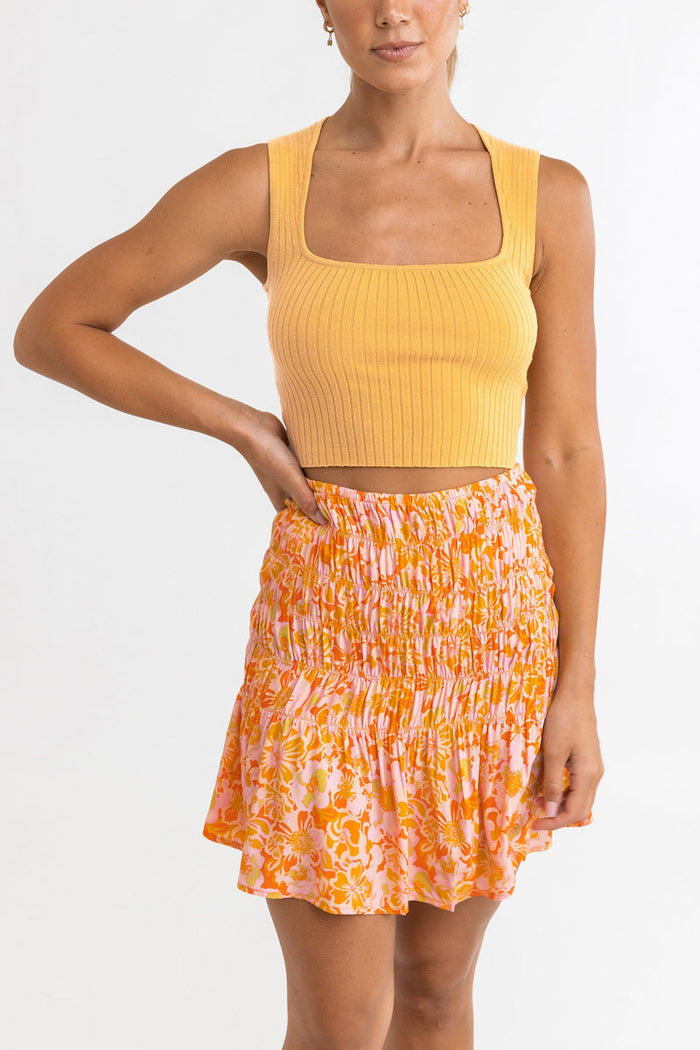 RHYTHM ANDIE KNIT TOP - TUMERIC