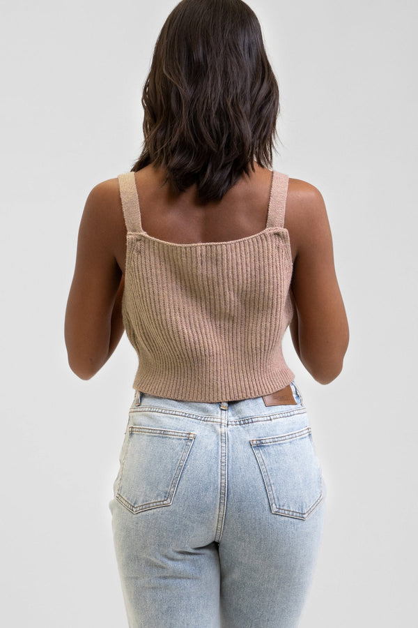 RHYTHM LILA KNITTED CROPPED TOP- MOCHA