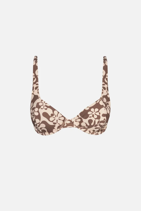 RHYTHM DRIFTER FLORAL UNDERWIRE TOP - CHOCOLATE