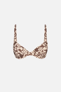 RHYTHM DRIFTER FLORAL UNDERWIRE TOP - CHOCOLATE
