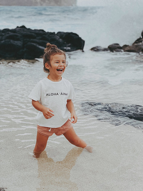 BY THE SHORE ALOHA AINA BOXY TEE - WHITE