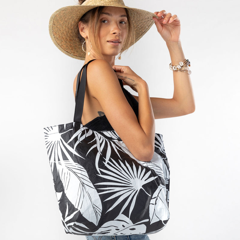 ALOHA COLLECTION REVERSIBLE TOTE / LE PALM / BLACK