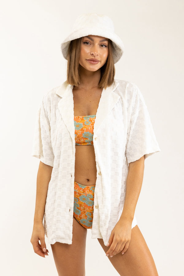 RHYTHM CHECKER TERRY BUCKET HAT - COCONUT MILK