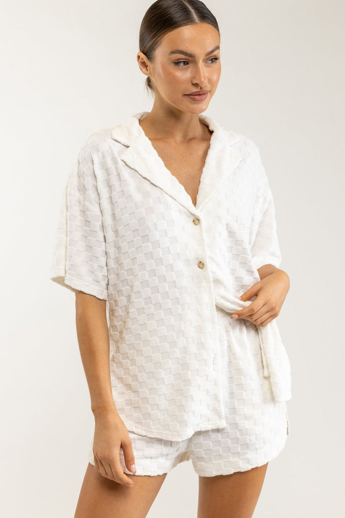 RHYTHM JACQUARD TERRY SHIRT - OFF WHITE