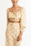 RHYTHM GOLDIE FLORAL LONG SLEEVE TOP - APRICOT