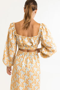 RHYTHM GOLDIE FLORAL LONG SLEEVE TOP - APRICOT