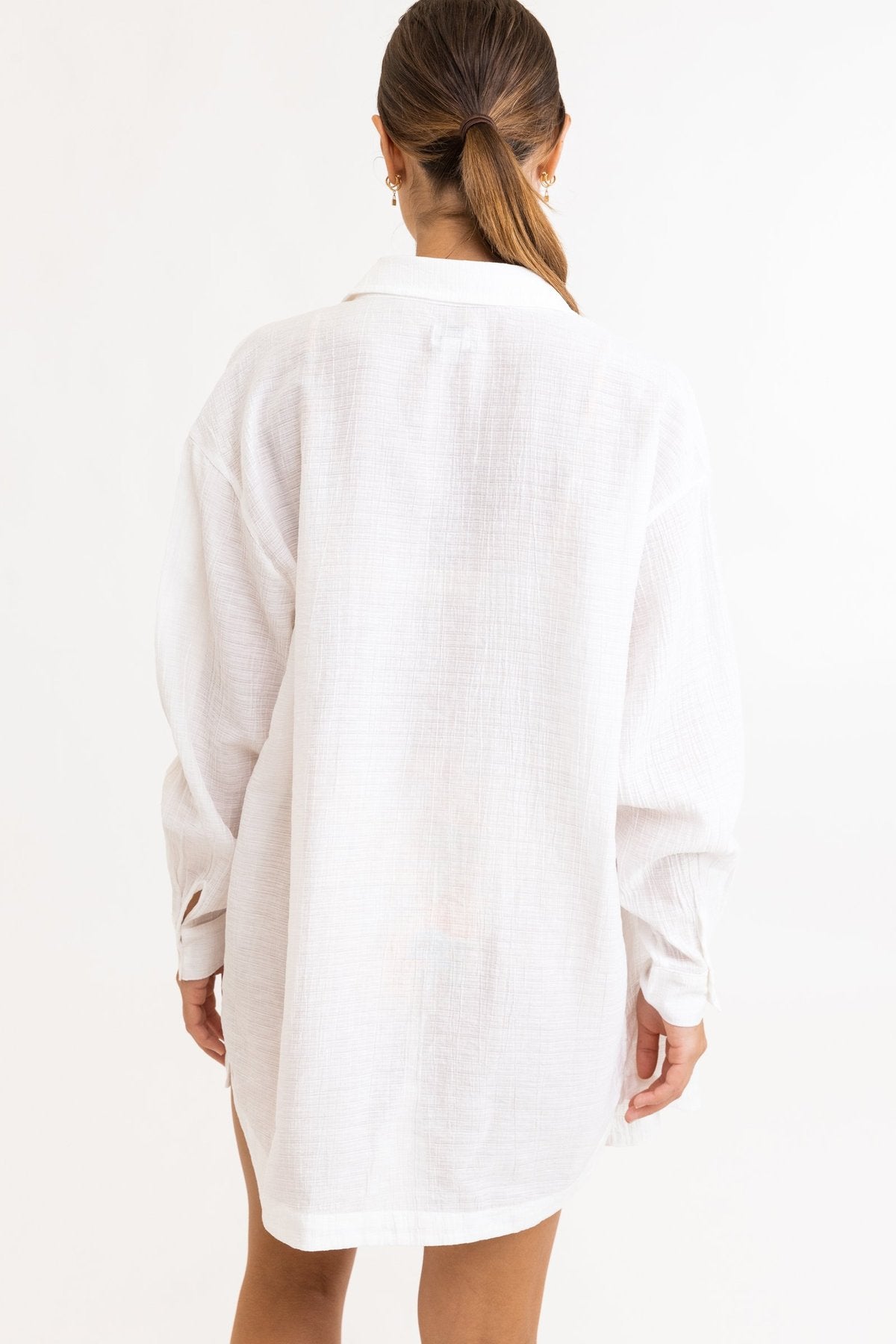 RHYTHM CRINKLE OVERSIZED SHIRT - OFF WHITE