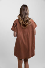 RHYTHM CLASSIC LINEN SHIRT DRESS - BAKED CLAY