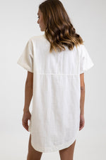 CLASSIC LINEN SHIRT DRESS - WHITE