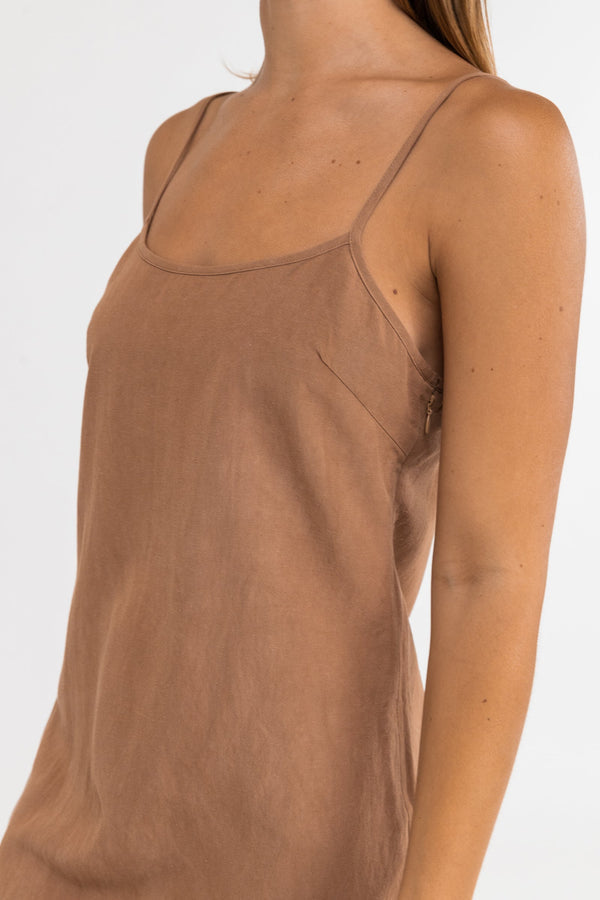RHYTHM CLASSIC SLIP DRESS - CARAMEL