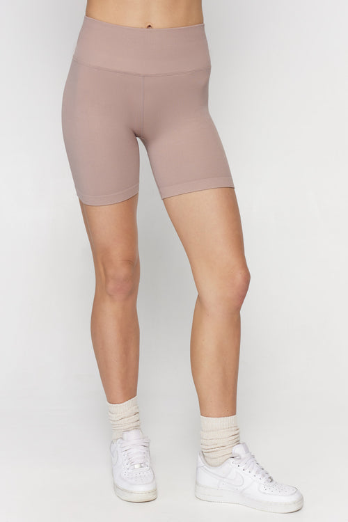 SPIRITUAL GANGSTER SEAMLESS BIKER SHORT - ROSE TAUPE