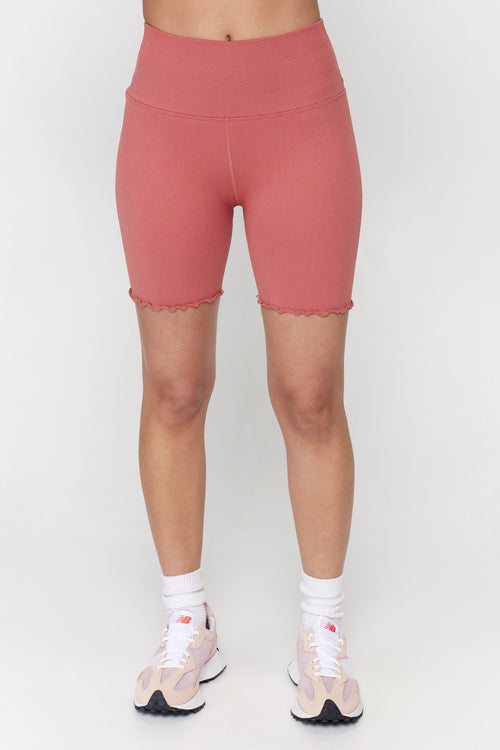 SPIRITUAL GANGSTER SEAMLESS RUFFLE BIKER - ROUGE