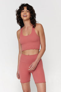 SPIRITUAL GANGSTER AMOR SEAMLESS CROP TANK - ROUGE