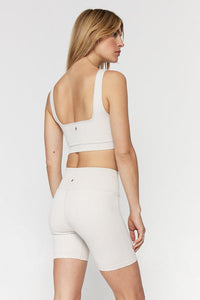 SPIRITUAL GANGSTER AMARA SEAMLESS WIDE RIB BRA - HEATHER OATMEAL