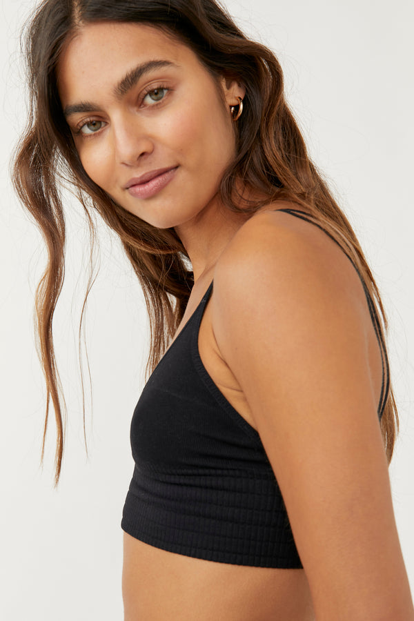 FREE PEOPLE INTIMATES SEAMS RIGHT BRALETTE - BLACK 1056