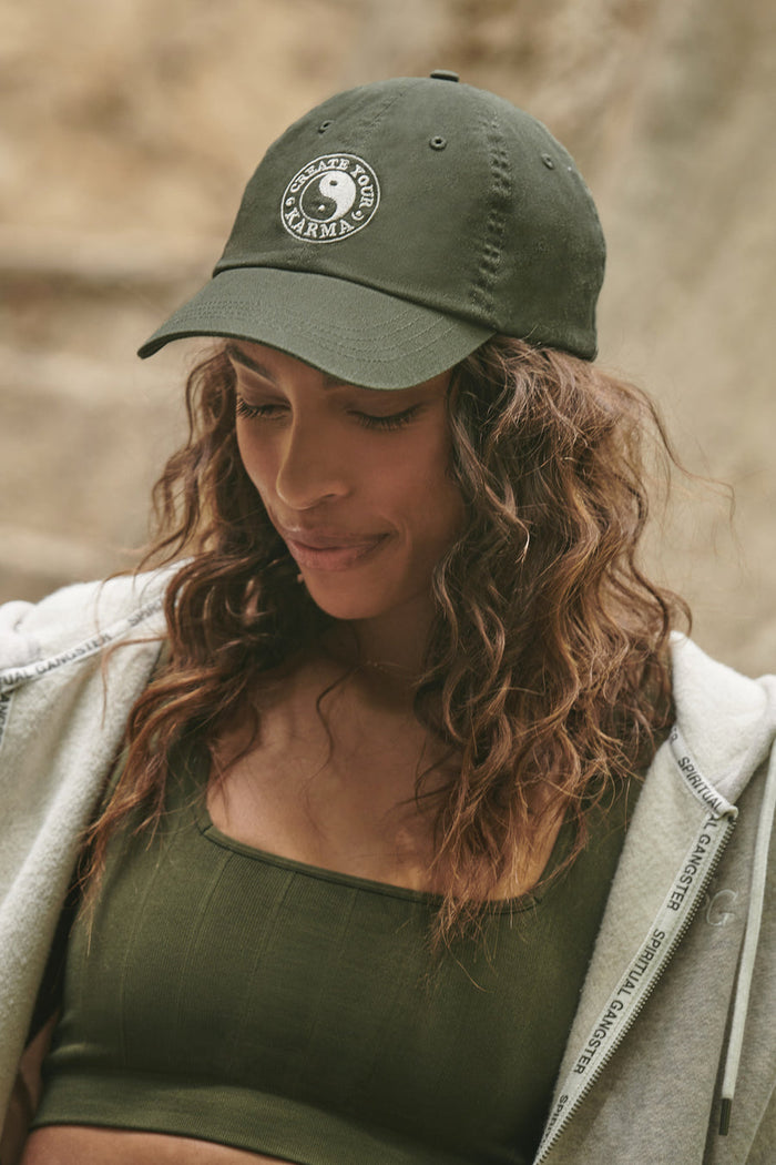 SPIRITUAL GANGSTER AMARA SEAMLESS WIDE RIB BRA - LEAF