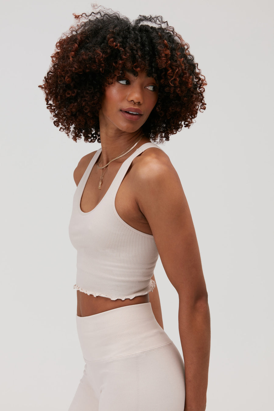 SPIRITUAL GANGSTER AMOR SEAMLESS CROP TANK - OATMEAL