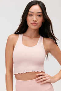 SPIRITUAL GANGSTER AMOR SEAMLESS CROP TANK - VINTAGE PINK
