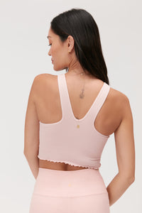 SPIRITUAL GANGSTER AMOR SEAMLESS CROP TANK - VINTAGE PINK