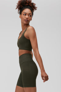 SPIRITUAL GANGSTER AMARA SEAMLESS WIDE RIB BRA - LEAF