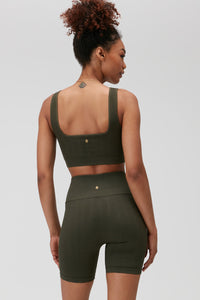 SPIRITUAL GANGSTER AMARA SEAMLESS WIDE RIB BRA - LEAF
