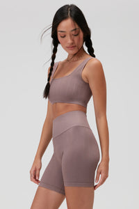 SPIRITUAL GANGSTER AMARA SEAMLESS WIDE RIB BRA - RICH MAUVE
