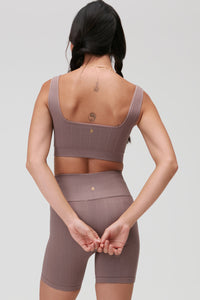 SPIRITUAL GANGSTER AMARA SEAMLESS WIDE RIB BRA - RICH MAUVE