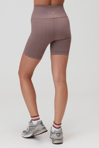 SPIRITUAL GANGSTER AMARA WIDE RIB SEAMLESS BIKER SHORTS- RICH MAUVE