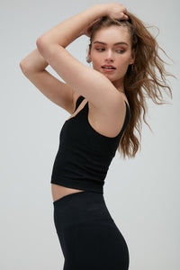 SPIRITUAL GANGSTER AMARA SEAMLESS WIDE RIB TANK  - BLACK
