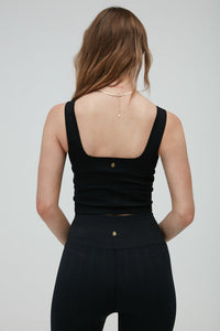SPIRITUAL GANGSTER AMARA SEAMLESS WIDE RIB TANK  - BLACK