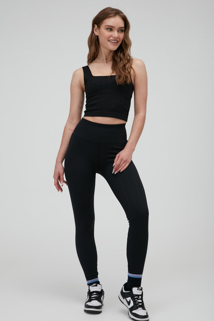 SPIRITUAL GANGSTER AMARA WIDE RIB SEAMLESS LEGGINGS - BLACK