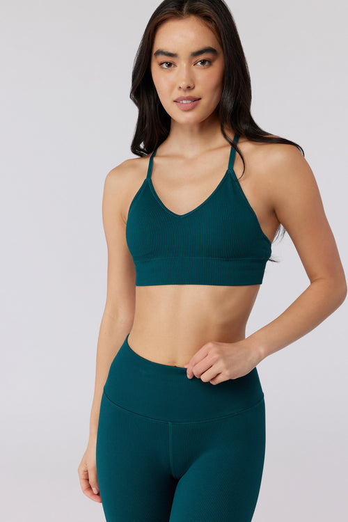 SPIRITUAL GANGSTER SELENE SEAMLESS TRIANGLE BRA - PINE