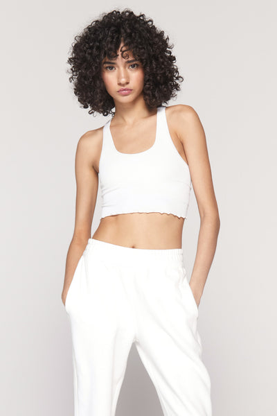 SPIRITUAL GANGSTER AMOR SEAMLESS CROP TANK - WHITE